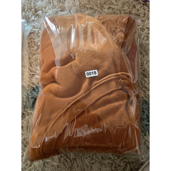 Free People Oversized Sweatshirt Dress Amber Orange Cotton Blend Pockets - Picture 6 of 6